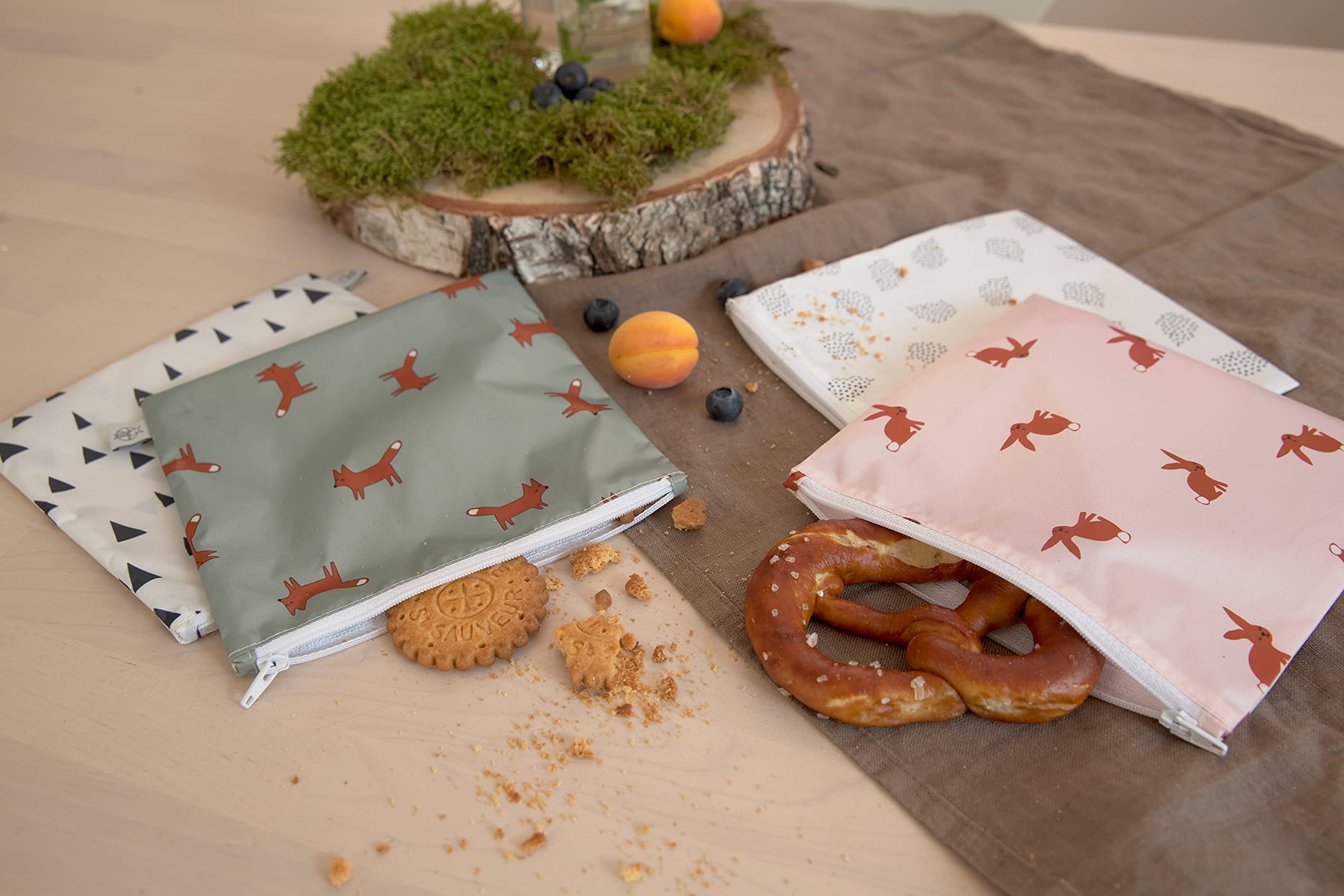LÄSSIG Snack Bag Little Forest Rabbit 2 Pezzi Sacchetti Riutilizzabili