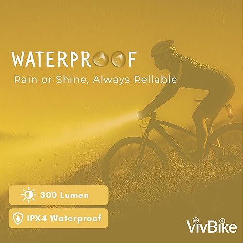 Miniatura 3 de VivBike - Juego de luces recargables para bicicleta para uso diario, luz delantera LED y luz trasera, USB mini recargable, IPX4 impermeable, fácil