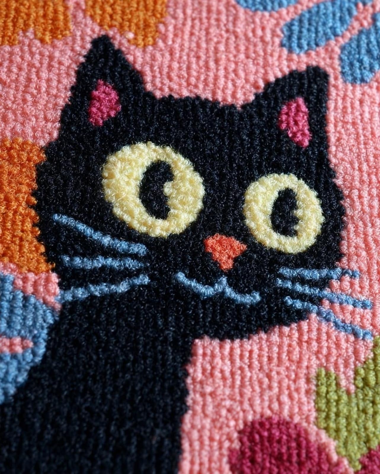 Wallphantom Latch Hook Rug Kits for Adults Beginners,Cartoon Black Cat
