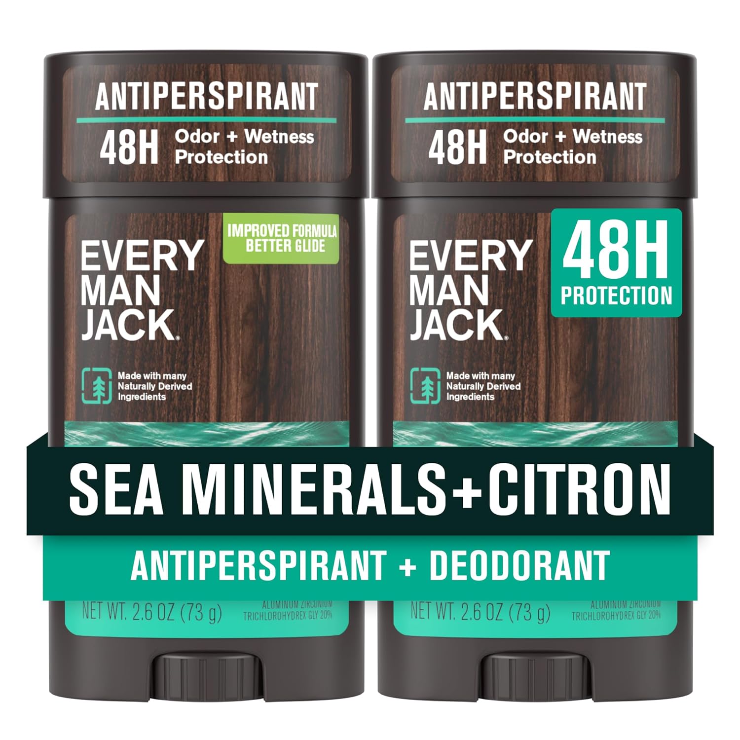 Every Man Jack Men’s Sea Minerals + Citron Antiperspirant Deodorant – New & Improved Formula – Smooth Glide, 48-Hour Odor & Sweat Defense– 2.6 oz (2 Pack) Every Man Jack Men’s Sea Minerals + Citron Antiperspirant Deodorant – New & Improved Formula – Smooth Glide, 48-Hour Odor & Sweat Defense– 2.6 oz (2 Pack)