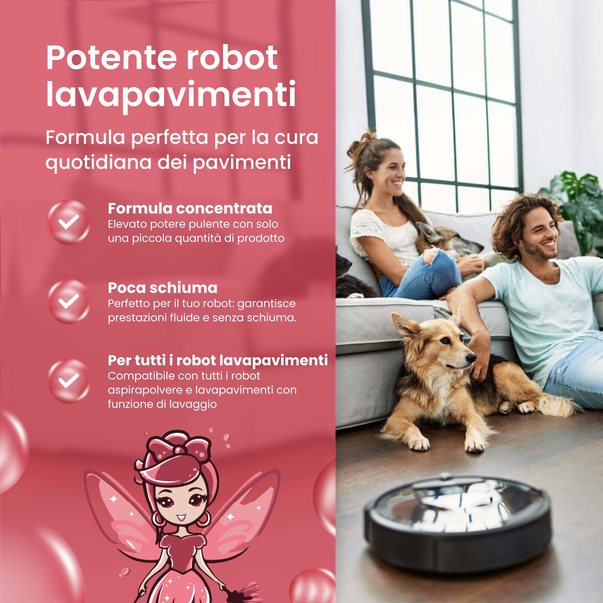 Mrs. SHINY - Detersivo per lavapavimenti con fragranza di magnolia - Pulizia senza striature e asciugatura rapida - Compatibile con vari modelli di lavapavimenti - 750 ml