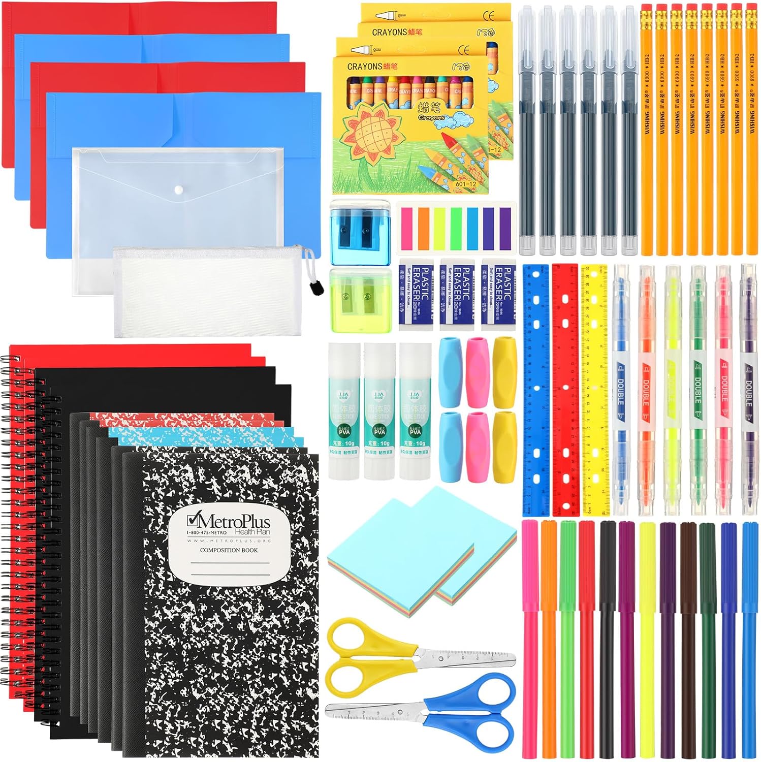 176 Pcs School Supply Kit 2 Set Back to School Supplies for Students Essential Bundle Kit Include Pencil Notebook Ruler Glue Scissor Sticky Note Eraser Pencil Sharpener 176 Pcs School Supply Kit 2 Set Back to School Supplies for Students Essential Bundle Kit Include Pencil Notebook Ruler Glue Scissor Sticky Note Eraser Pencil Sharpener