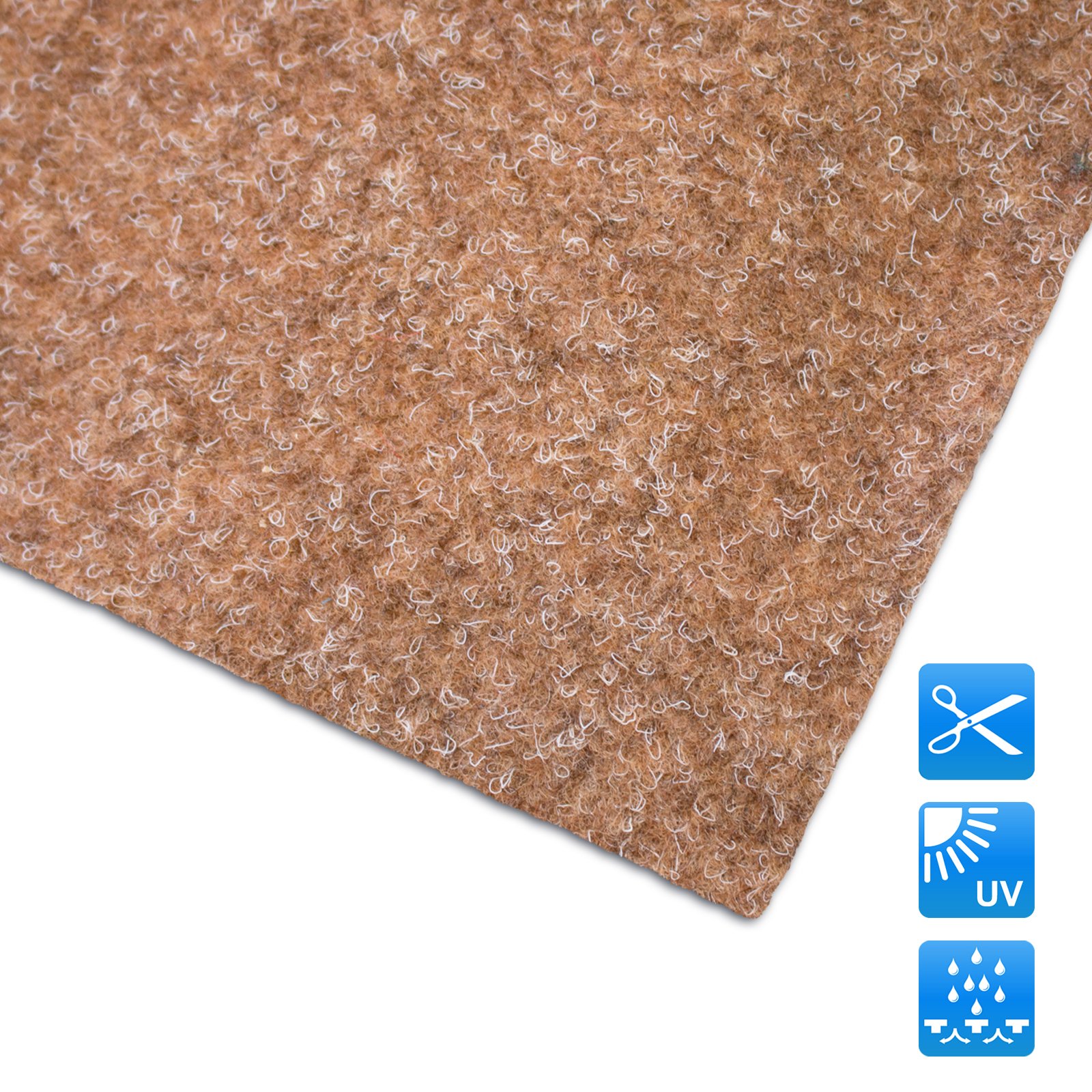casa pura Tapis Gazon Artificiel au mètre | Moquette Extérieure | Nombreuses Couleurs au Choix | Balcon, terrasse, Jardin etc. | Beige - 100x1500cm