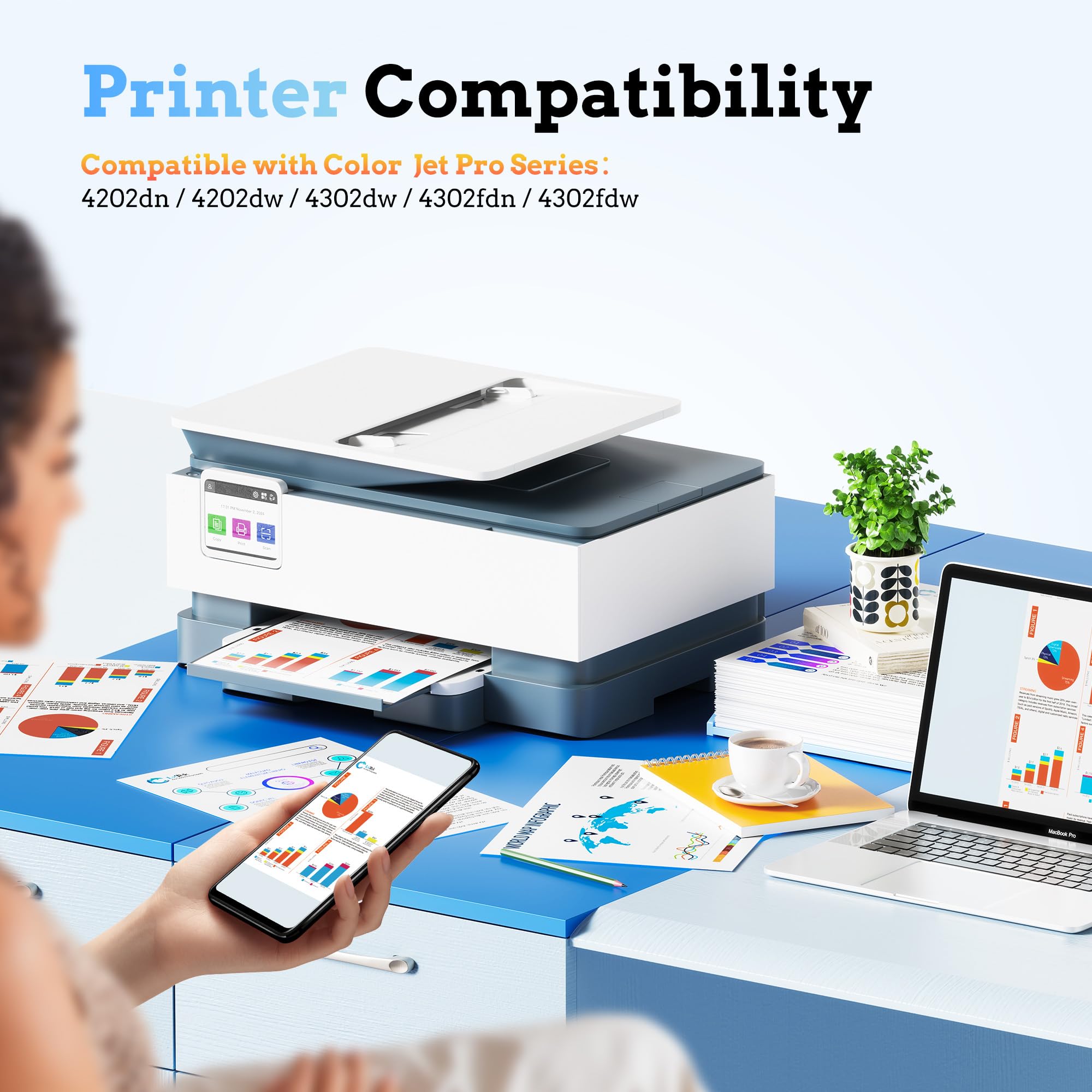 LxTek 220 x 220 A Tonerkartusche: mit Chip kompatibel für HP 220X mit HP Color LaserJet Pro MFP 4302dw 4302fdw 4302fdn 4202dn 4202dw W2200X W2201X W2202X W2203X Drucken, Scannen, Kopieren (4er-Pack)