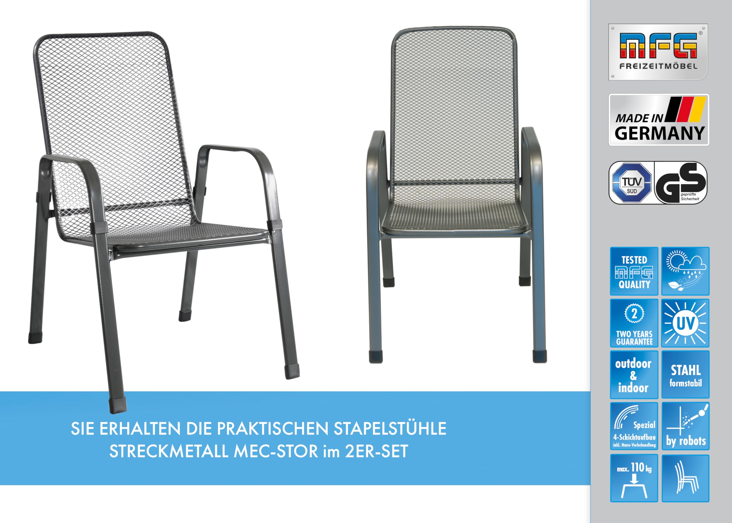 MFG Streckmetall-Stapelstuhl MEC-Stor, 2-er Set