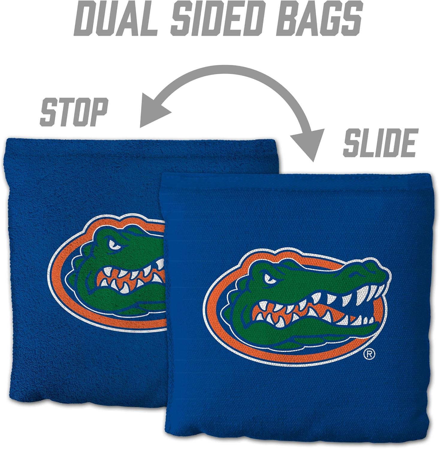 YouTheFan Officially-Licensed NCAA Set of 8 Cornhole Bags - All Weather Dual Sided Slide & Stop - Regulation Size with Carry case