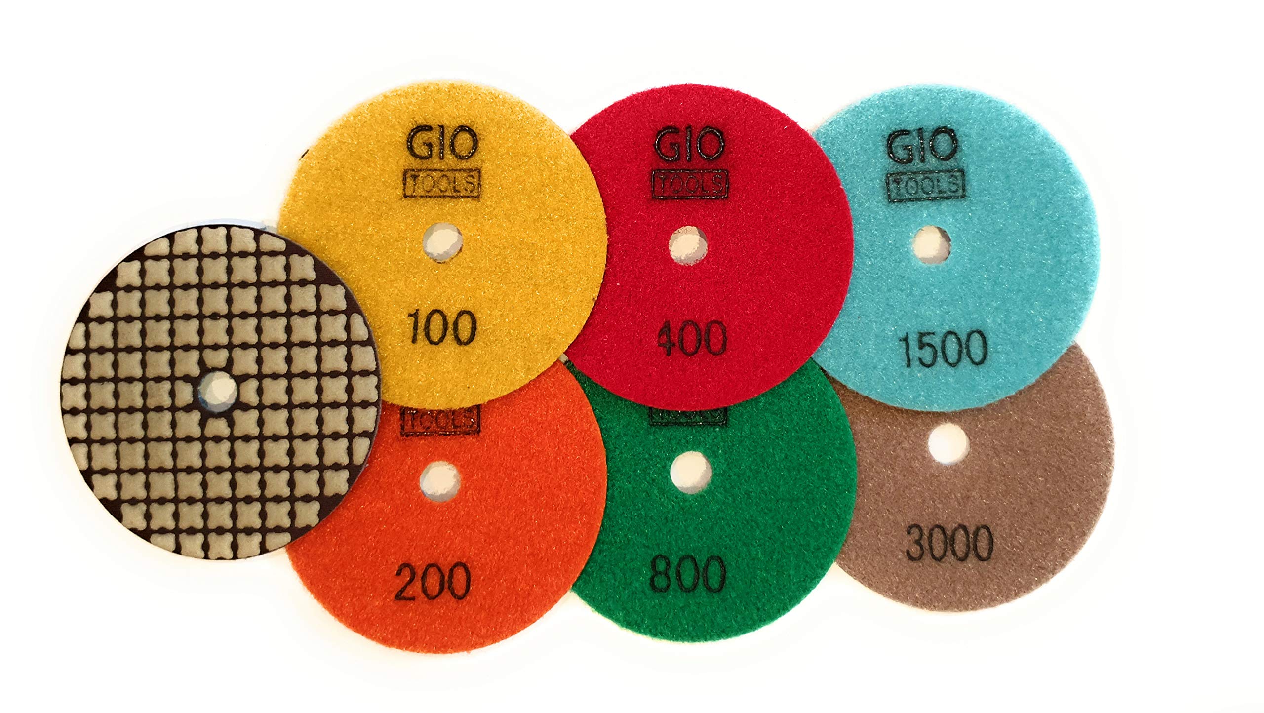 Tampons de polissage diamant 100 mm GioTools pour disque de ponçage marbre et granit