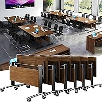 yauehui Foldable Flip Top Conference Tables (4-Pack, 70.8") - Mobile Training Tables with Wheels, Metal Legs for Office & Classroom