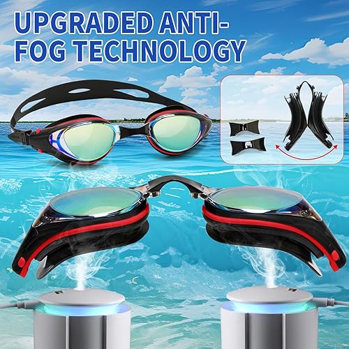 Miniatura 3 de iGym Gafas de natación de corta vista, gafas de natación ópticas para miope, antivaho con protección UV, hebilla ajustable para mujeres y hombres