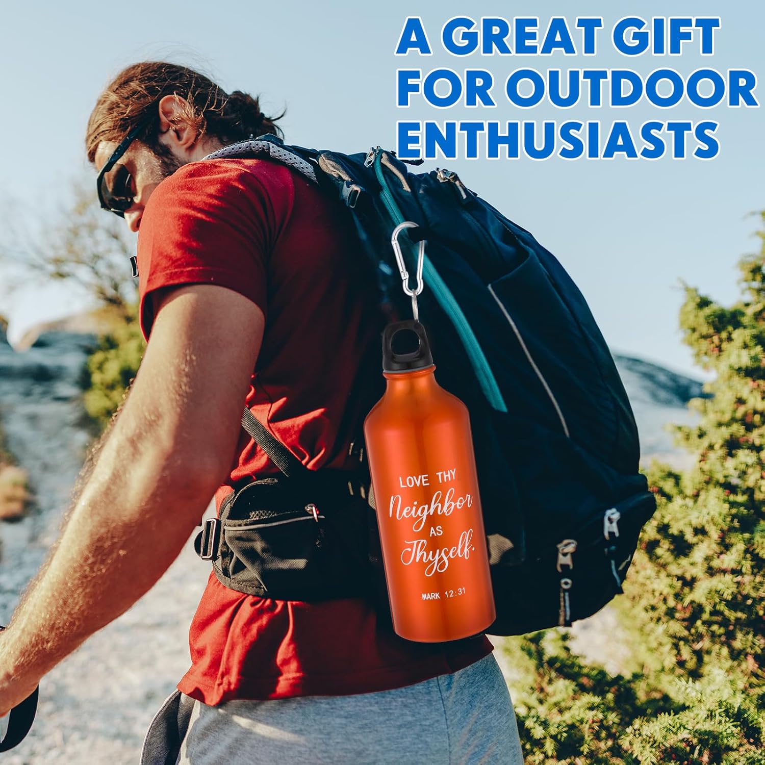 LemonRoad 20 Pcs Christian Water Bottles Religious Aluminum Water Bottle 20oz Reusable Sport Bottles with Hook Employee Appreciation Gifts for Church Member Travel Camping Gym Fishing - Image 6