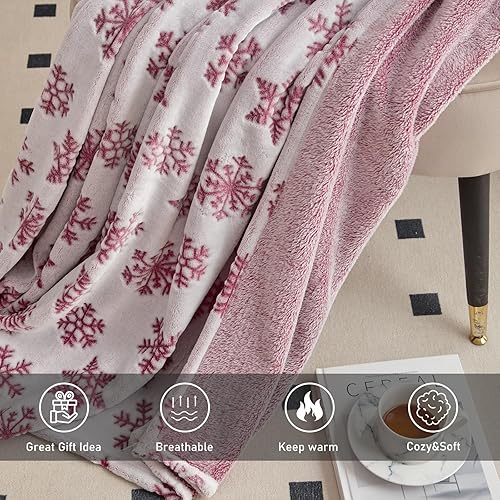 Miniatura 10 de Manta de forro polar con diseño de copo de nieve, manta decorativa de franela suave y mullida para sofá cama, ligera, cálida y bonita manta azul