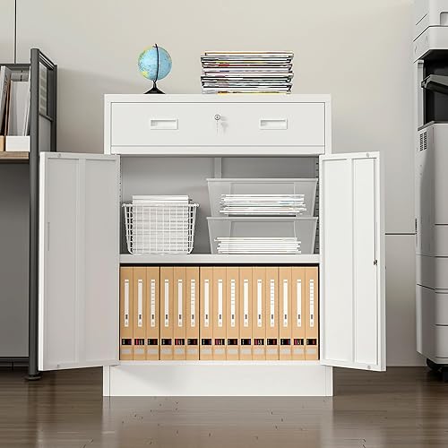 Miniatura 37 de CMY Gabinete de almacenamiento de metal, armario de almacenamiento con bloqueo de 36 pulgadas de alto con estantes ajustables, gabinetes de acero