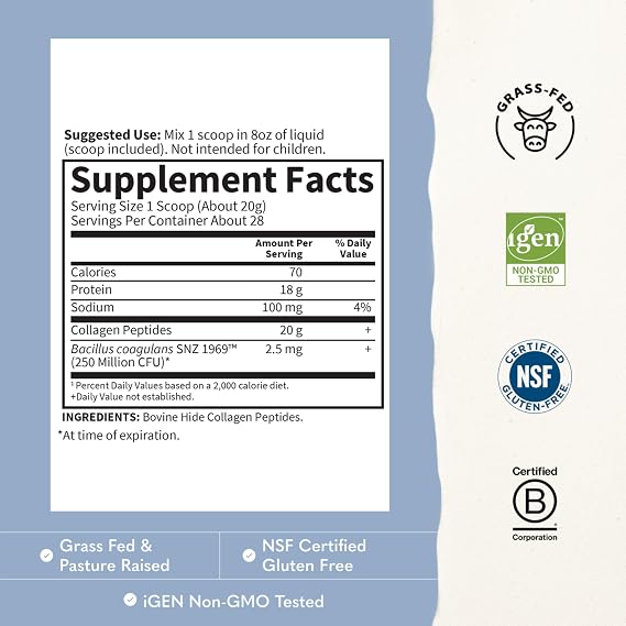 Garden of Life Grass Fed Collagen Peptides Powder Unflavored Collagen Powder for Women Men Hair Skin Nails Joints, Hydrolyzed Collagen Protein Supplements, Collagen for Women & Men, 28 Servings