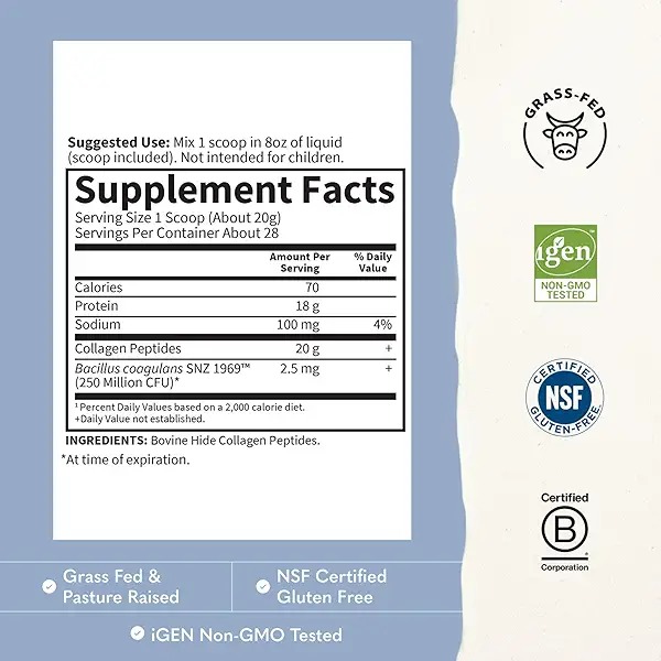 Garden of Life Grass Fed Collagen Peptides Powder Unflavored Collagen Powder for Hair Skin Nails Joints, Hydrolyzed Collagen Protein Supplements, Collagen for Women & Men, 28 Servings 3