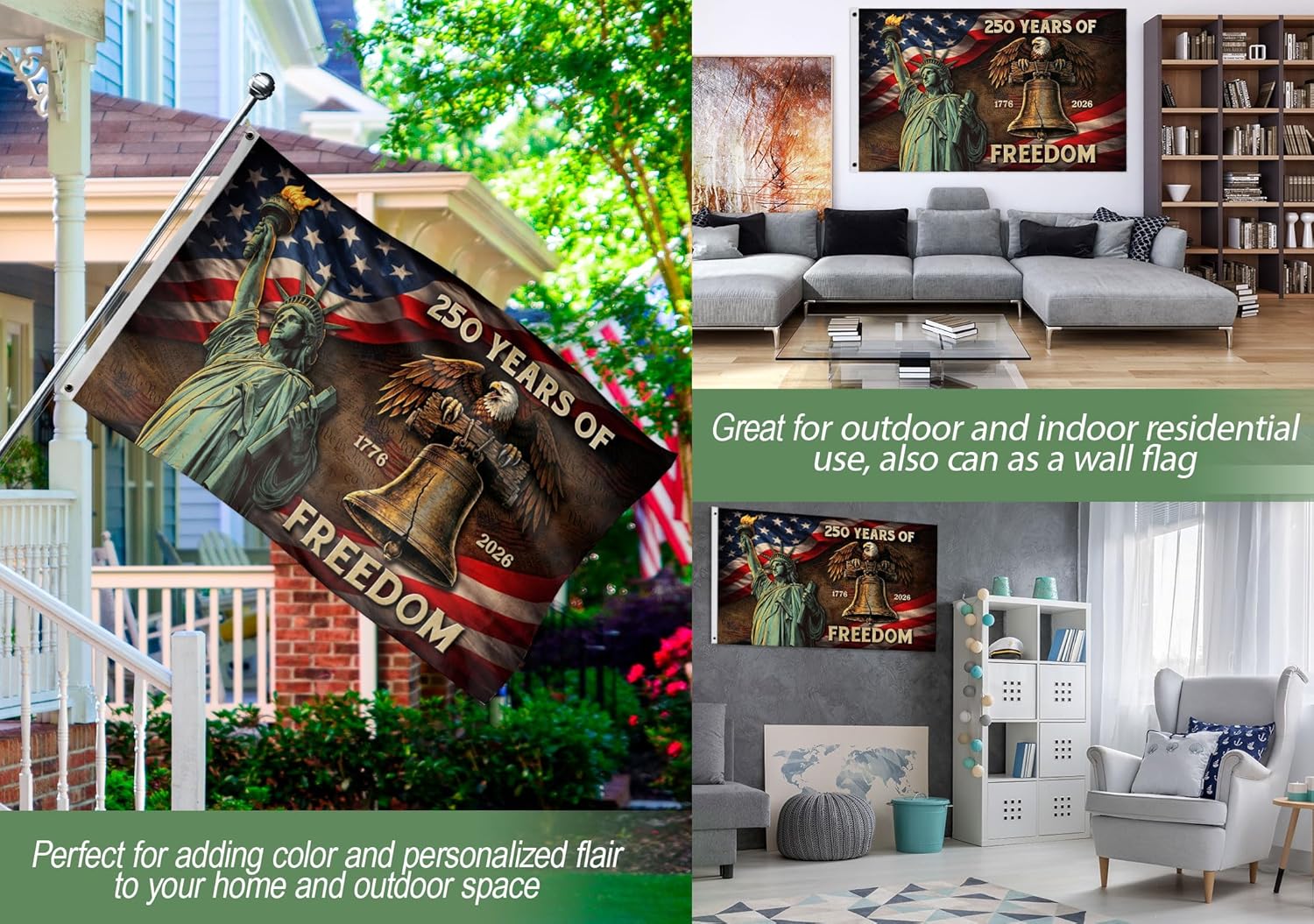 Eagles House Flag, 250 Anniversary Usa Flag Two Sided Printed 3x5 Ft, 250th Anniversary Flag, 250th Anniversary Banner 2