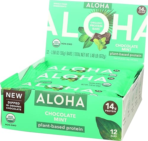 Miniatura 3 de Aloha Barras de proteína de menta y chocolate orgánico, 0.49 oz de proteína a base de plantas, certificado orgánico USDA, sin gluten y sin OMG, 1.98