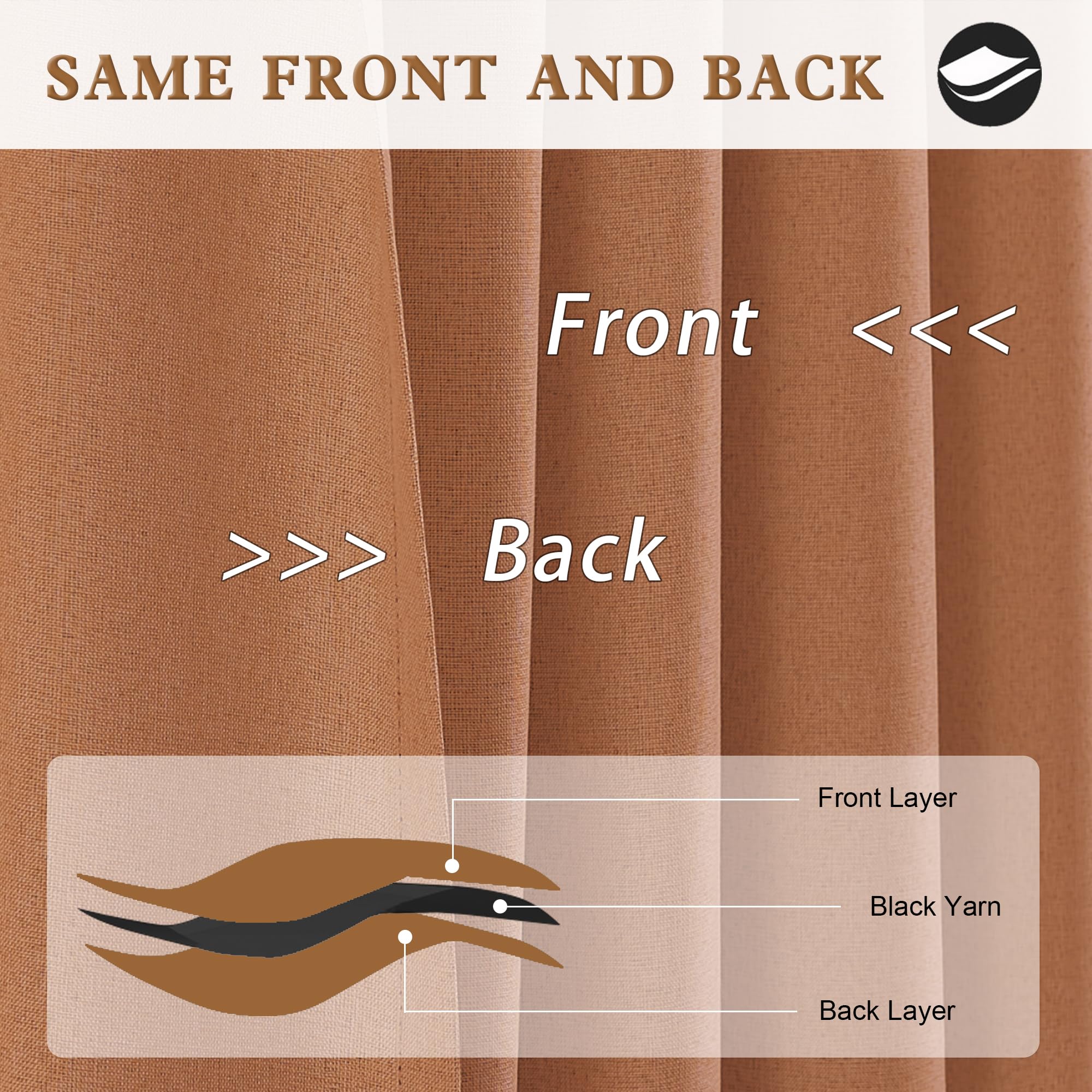 DUALIFE Beige Linen Curtains 96 Inches Long for Living Room Natural Curtains 2 Panels Back Tab Loop Pocket Save Energy Privacy Curtains for Bedroom Dining Cottage Urban Decor 8 FT Tall 50 x96