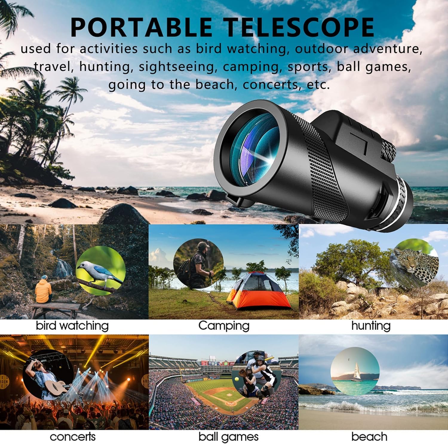 Monokular-Teleskop 80x100 High Power Monokular High Definition für Erwachsene High Powered mit Smartphone Adapter Teleskop Vogelbeobachtung Reisen Camping Wandern