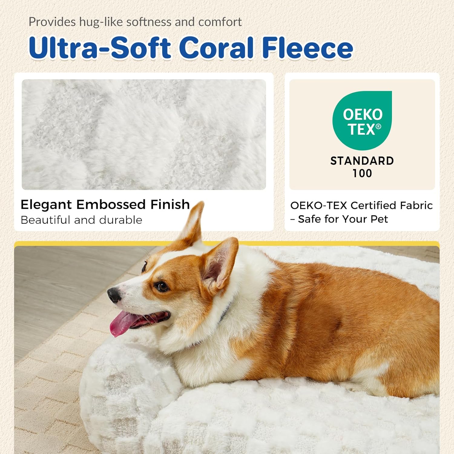 ABCPET Cat Bed Cats Couch for Puppy and Kitten, Fluffy Pet Couch Small Dog Sofa Bed, Supportive Cat Sofa for Indoor Cats, Washable Cover & Non-Slip, 26 inch, White