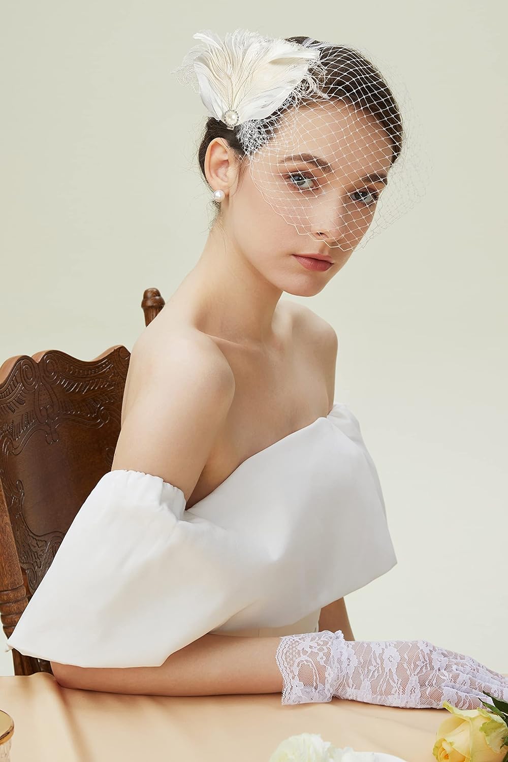 BABEYOND Veil Fascinator Hat for Women Feather Fascinators Hair Clip with Removable Veil Tea Party Hat Bridal Wedding - Image 4