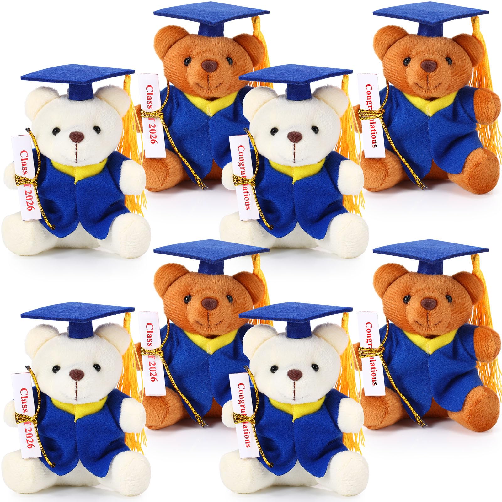 Photo 1 of Harrycle 8 Pcs Mini Graduation Bear Stuffed Animals 4.7 Inch Tiny Plush Bear with Diploma and Hat for 2026 Graduation DIY Present Graduation Ceremony Party Decor Congratulation Gifts(Blue Cap)