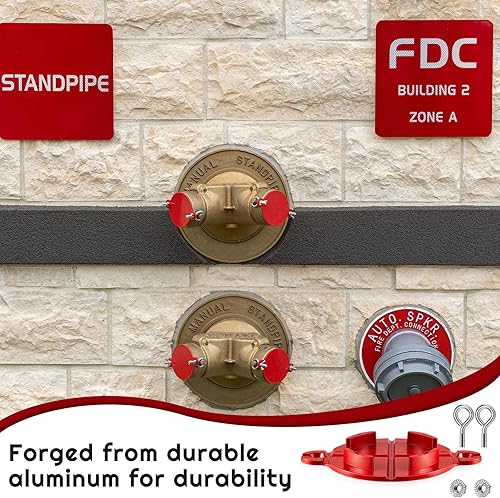 Miniatura 5 de Cubiertas para rociadores de incendios, tapas de conexión para departamento de bomberos, color rojo con tornillos, conexión FDC de aluminio, válvula