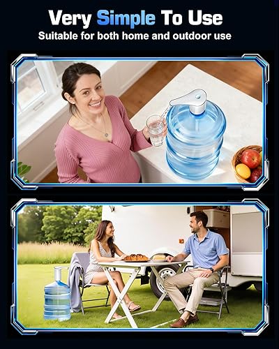 Miniatura 8 de Dispensador eléctrico de botella de agua para jarra de 3 a 5 galones, dispensador automático de jarra de agua USB-C, bomba de agua sumergible