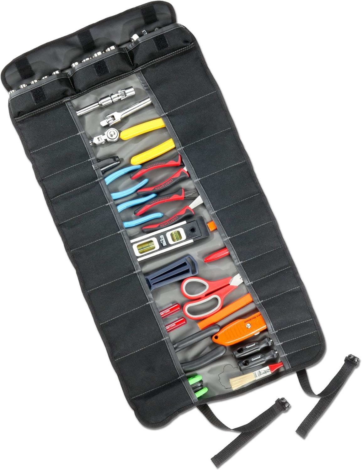Arsenal 5870 Tool Roll-Up Pouch, 25-Pockets, Polyester, Gray - Tool Pouches - 
