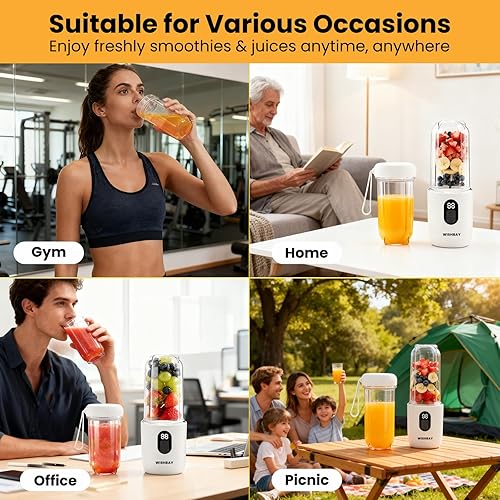 Miniatura 4 de Portable Blender, Personal Blender for Shakes and Smoothies, Portable Juicer with 16 Blades, Small Mini Juicer with Extra Handle Lid for Travel,