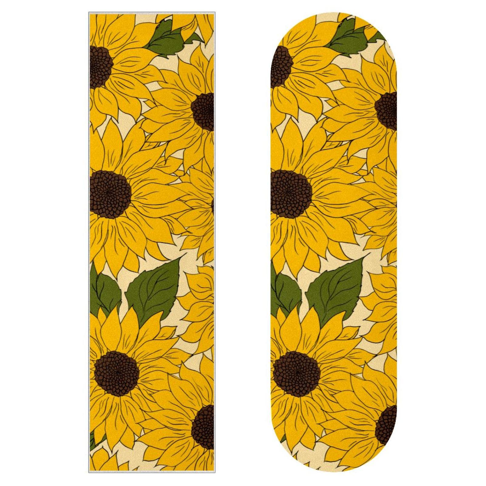 Sunflowers Lot de 2 feuilles de papier abrasif pour planche de skateboard et longboard