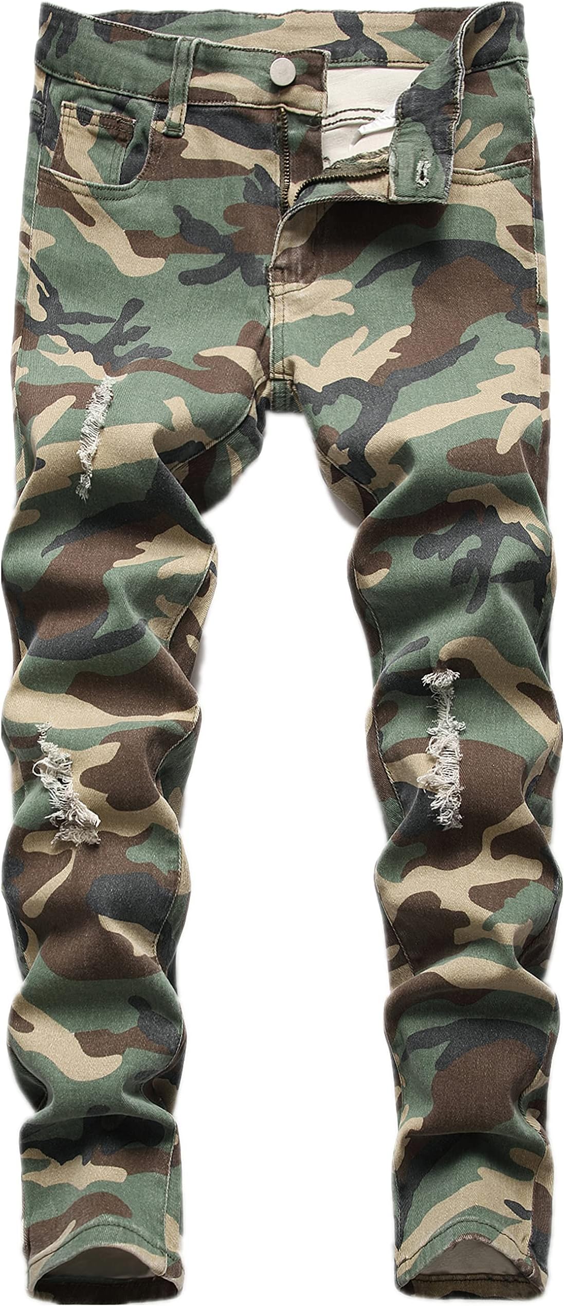 Boy's Skinny Fit Ripped Destroyed Distressed Stretch Slim Jeans Pants
