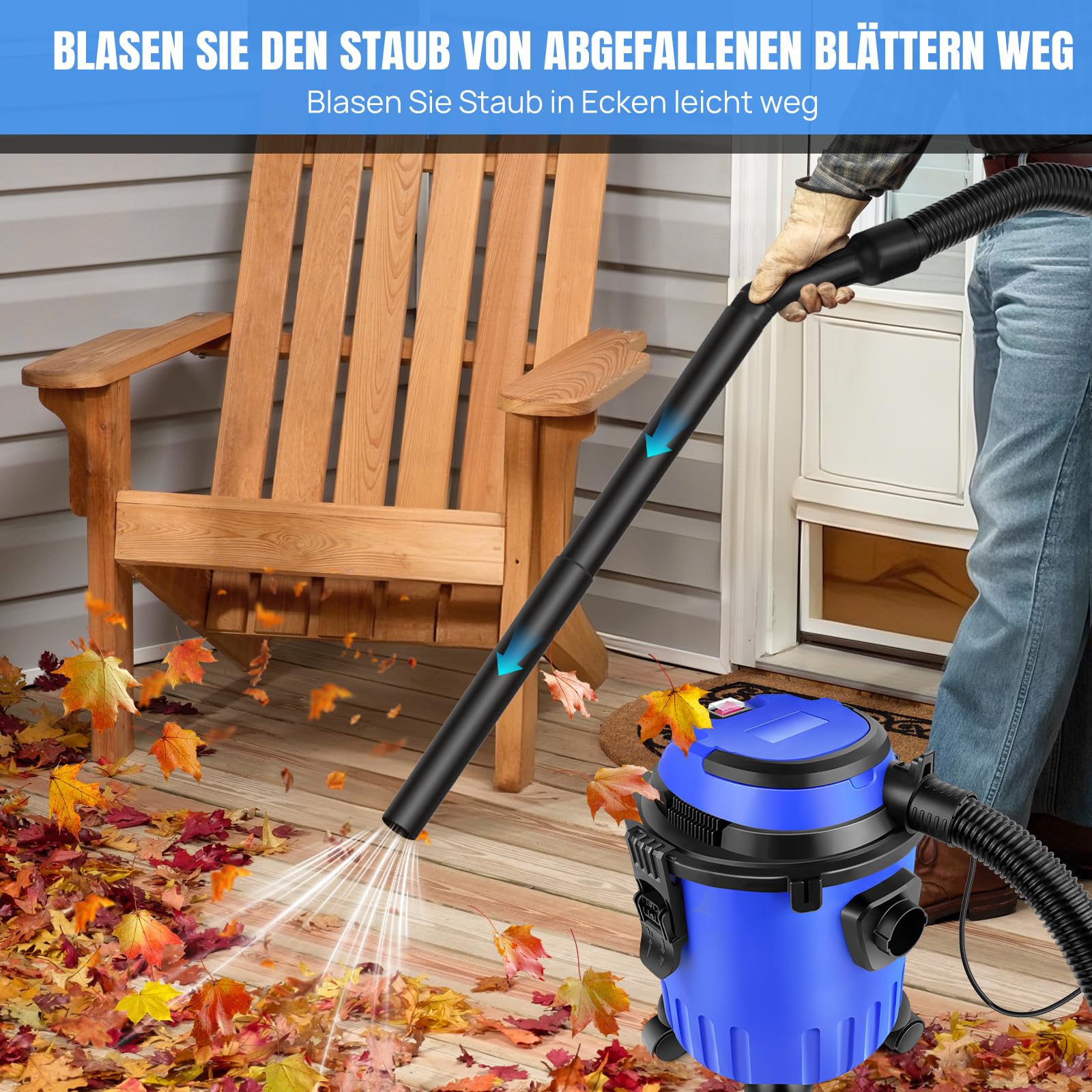 3 in 1, aspirapolvere a secco e a umido, 1200 W, 15 l, multiuso, con funzione di soffiaggio, per fai da te, auto, garage, officina e casa