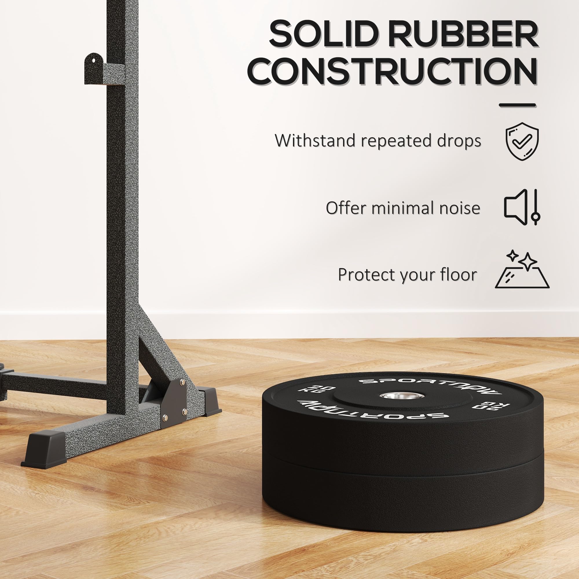 SPORTNOW Set 2 Dischi Pesi 2x5/10/20 kg in Gomma, Dischi per Palestra e Casa con Foro da 5 cm per Manubri e Bilancieri
