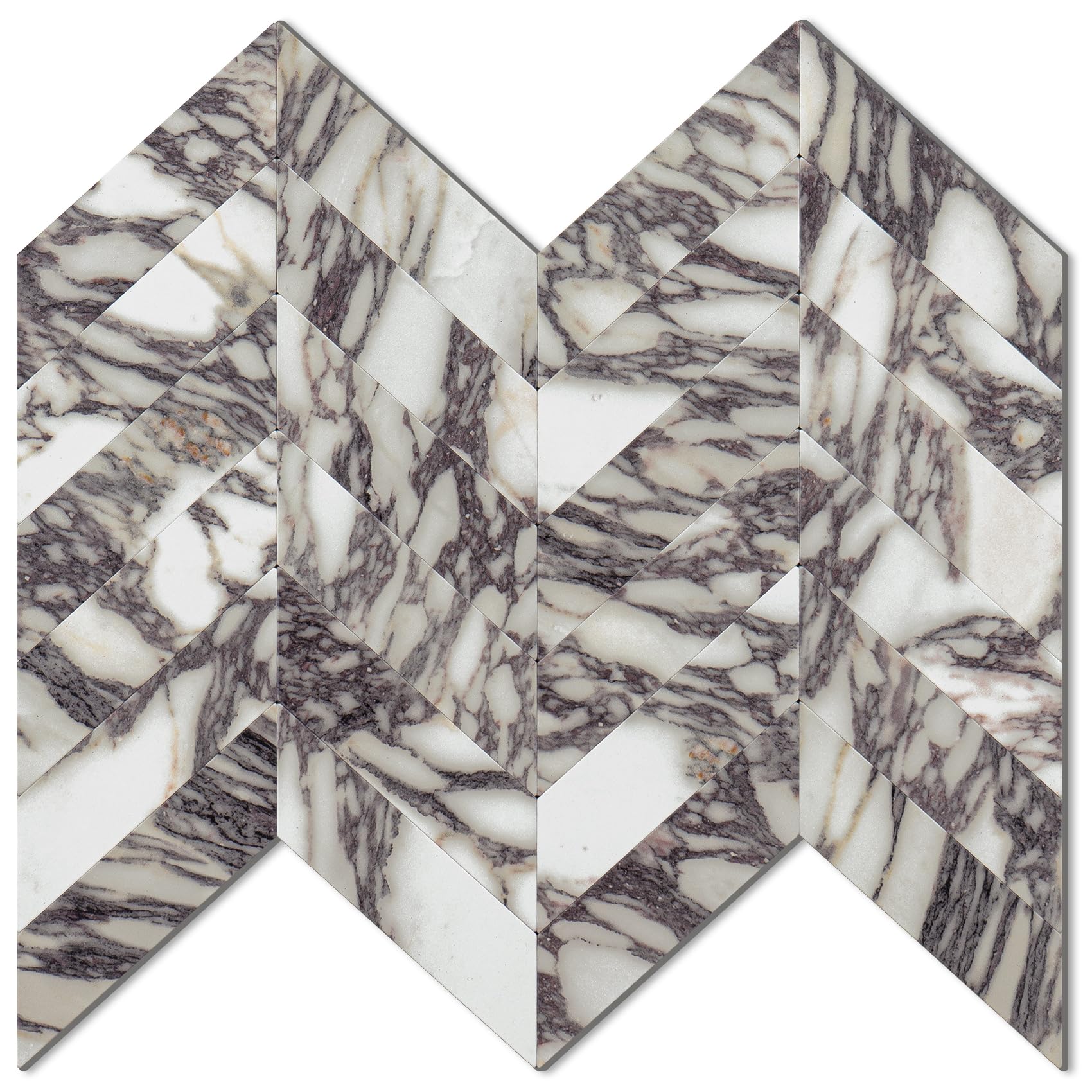 STICKGOO 10-Sheet Herringbone Peel and Stick Backsplash for Kitchen and Bathroom - Self Adhesive Bulgari Purple Marble Tiles, Stick on Backsplash for