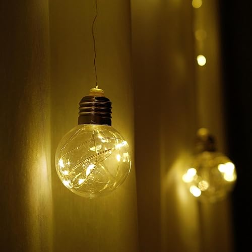 Miniatura 3 de Decorman Luces de cortina de bola de deseos, 8 modos, 200 luces LED alimentadas por USB, cortina de ventana con globo remoto, luces parpadeantes de