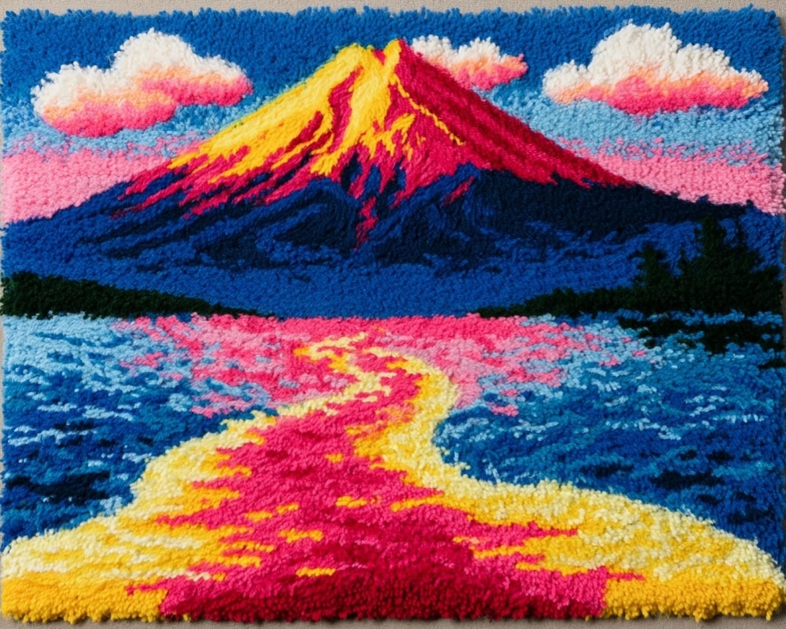 Wallphantom Latch Hook Kits for Adults Beginners Rug,Mount Fuji, Japan