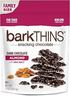 barkTHINS Snacking Dark Chocolate, Almond with Sea Salt, 10 Ounce (Pack of 9)