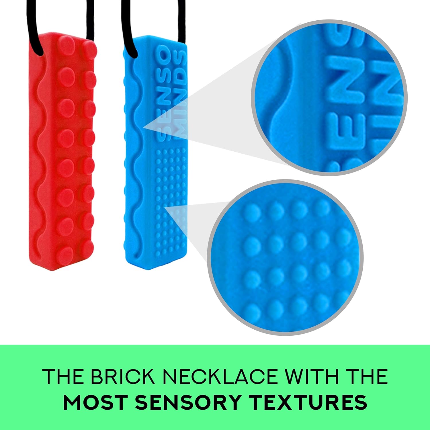 Black Friday - 70% OFF Chew Necklace Bundle - Silicone Chewies - Great Tool for Sensory, Autism, ADHD, Biting, Oral Motor - Chewy Stick/Tube Toy Jewelry for Boys, Girls, Kids, Adults - by Senso Minds (7 Pack)