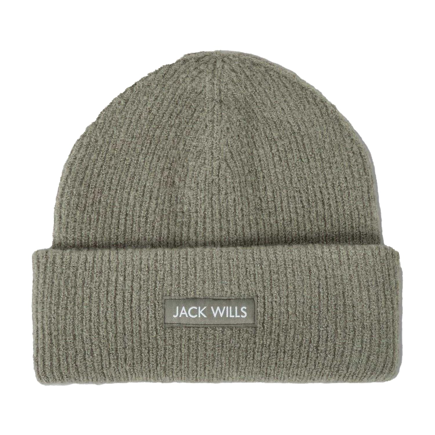 Jack Wills Unisex Rib Knitted Beanie Whased Khaki Mens