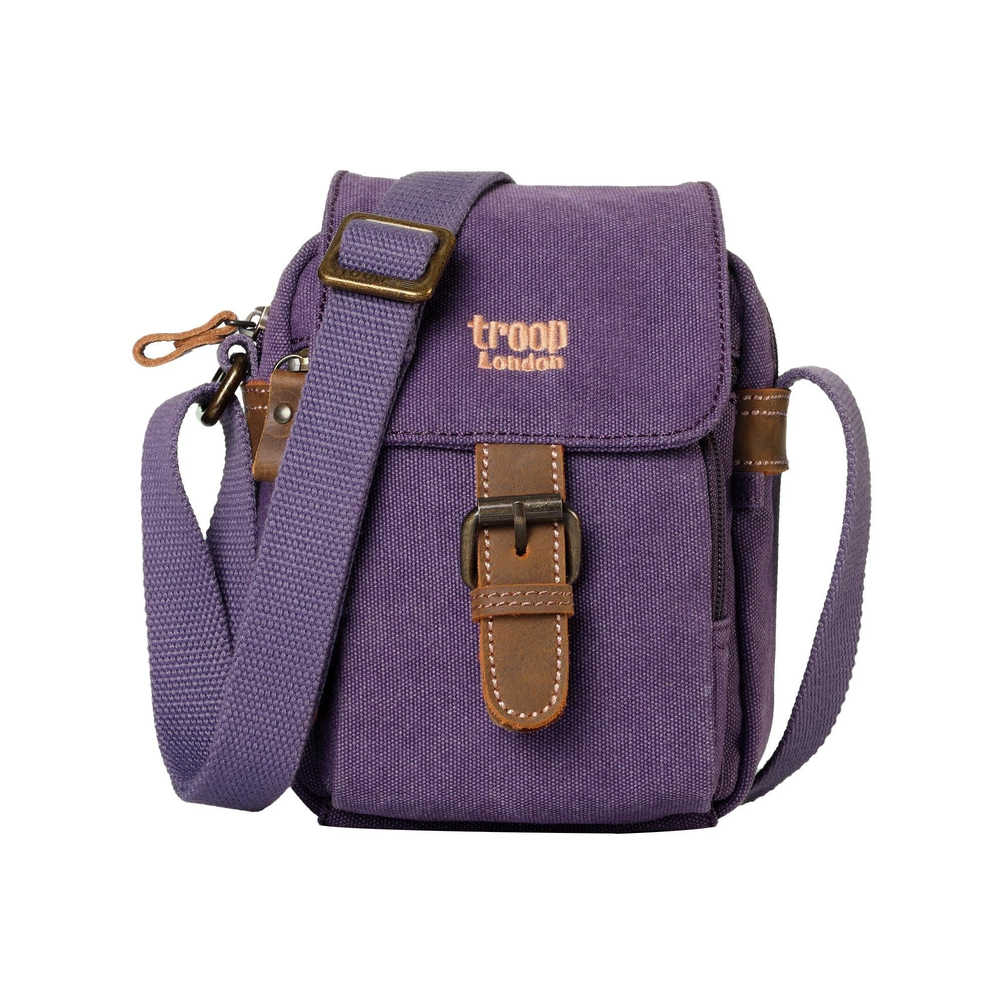 Troop London TRP0213 Classic Canvas Across Body Bag Purple
