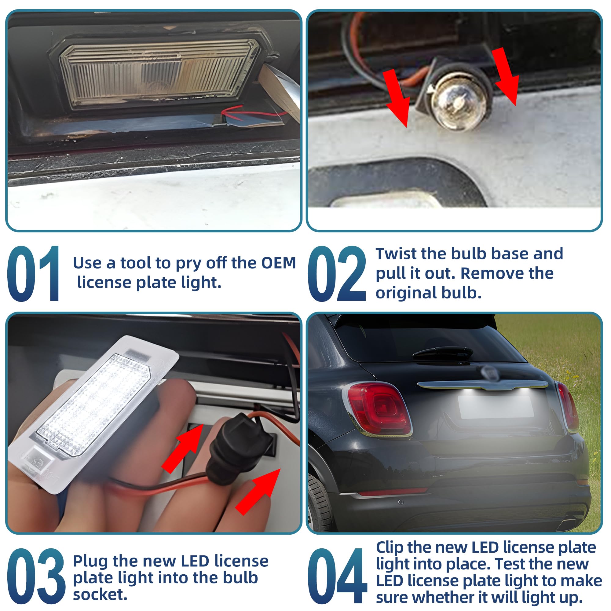 Feux De Plaque D'immatriculation LED Pour Fiat 500X (2014-2023) - Canbus Intégré, 2 Pièces, Plus Lumineux, Anti-erreur - 13