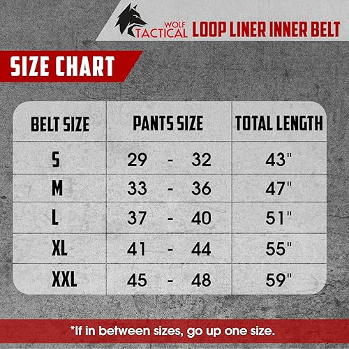 Miniatura 7 de WOLF TACTICAL Loop Liner Inner for Duty & Battle Belt Cinturón de 1.5 pies con gancho y bucle EDC - Interior negro