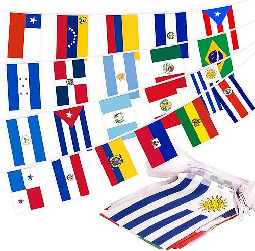 Banderín de bandera de América Latina de 21 países, mini banderines pequeñas banderines banderines, banderas latinas para el mes hispano patrimonio,