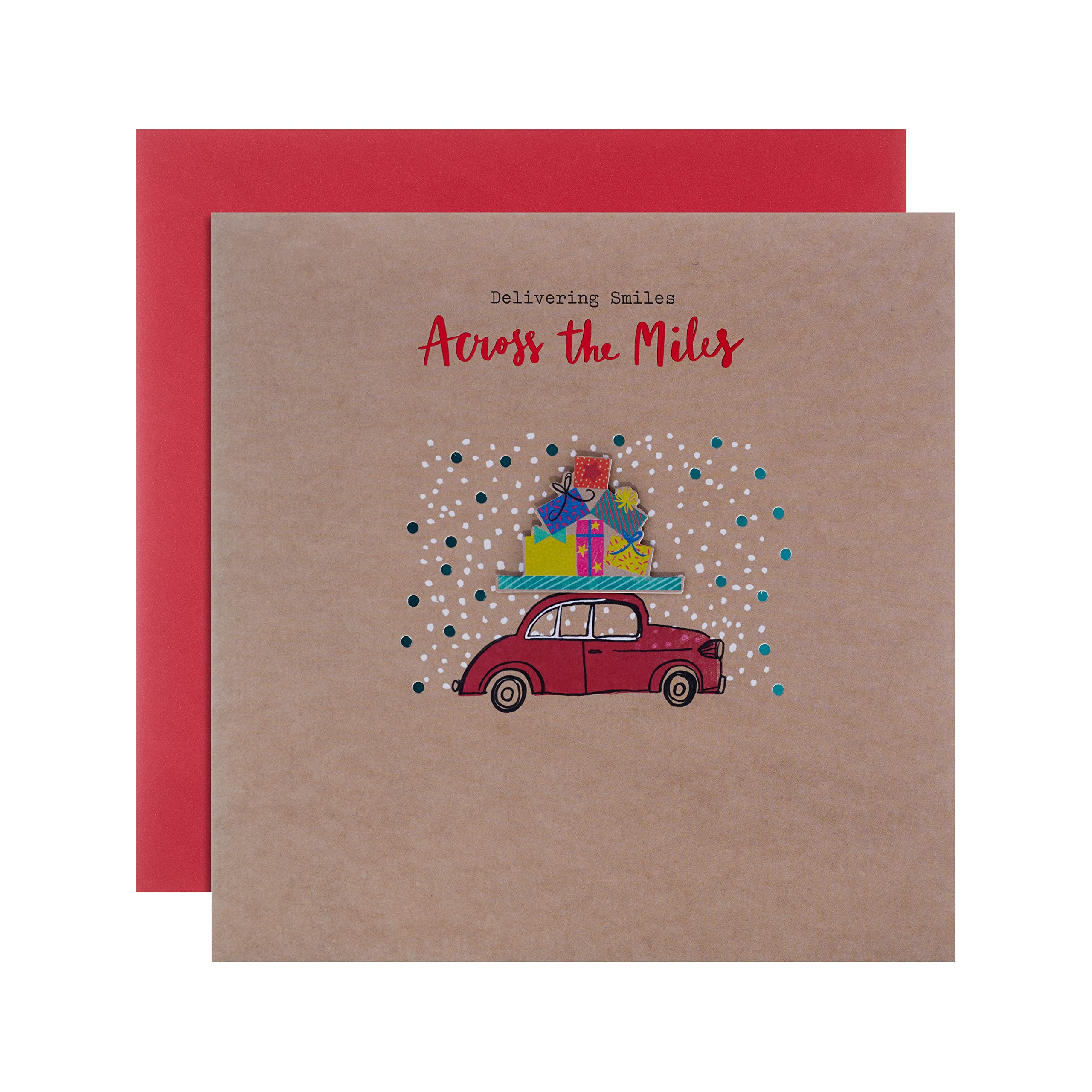 Hallmark Christmas Card From Across The Miles - Contemporary Illustrated Design, 25561103, Multicoloured
