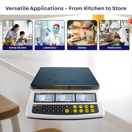 Miniatura 5 de Easy Weigh CK Series - Báscula digital para computación de precios recargable, funciona con pilas, aprobación NTEP clase III, pantalla LCD, portátil