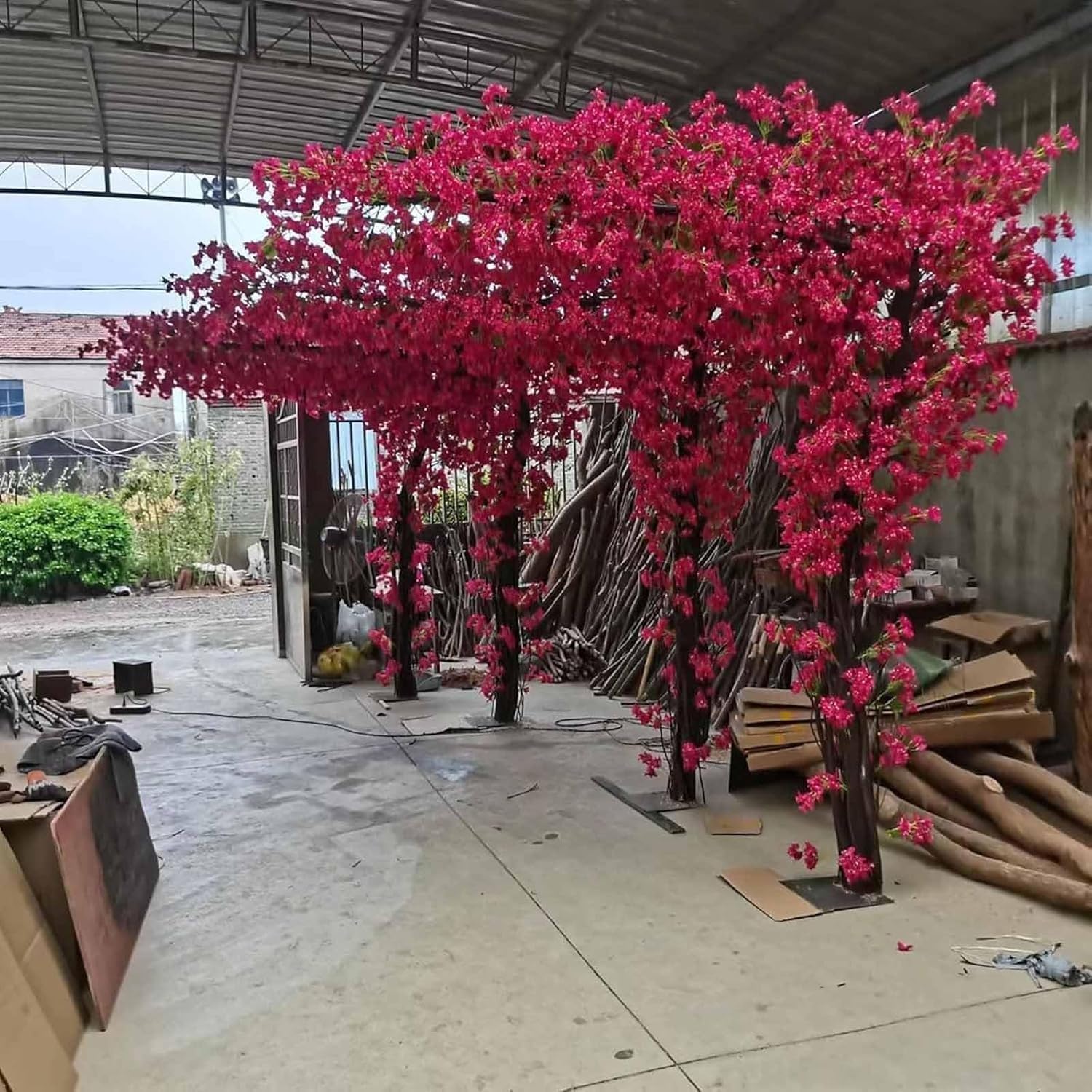 Artificial Bougainvillea Tree with Flowers for Home Office Wedding Outdoor Indoor Decor Lifelike Fake Plants with Trunk and Pink Flowers(5FT)