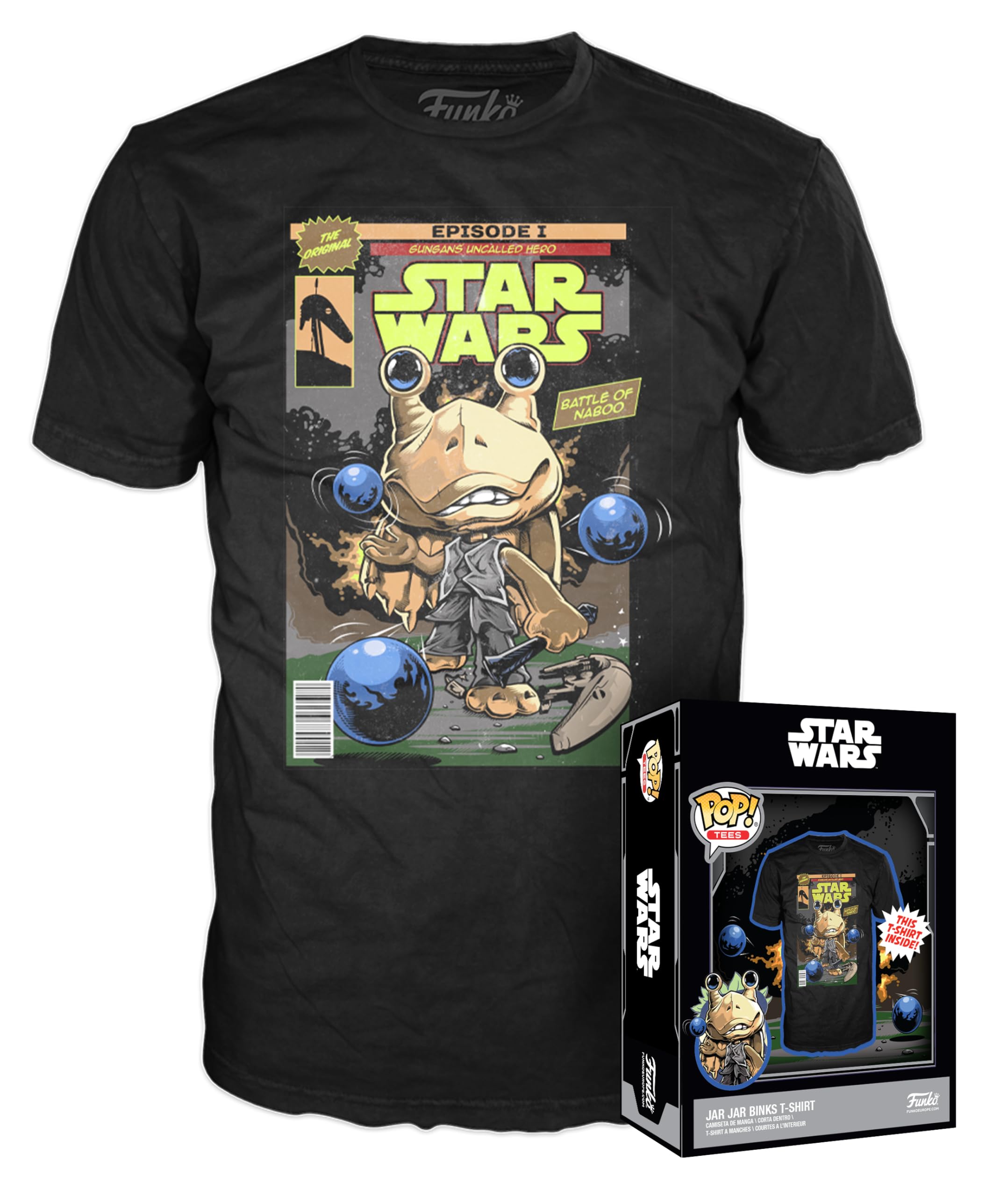 Funko Boxed Tee: Star Wars EP1 the Phantom Menace Anniversary - Jar Jar Binks - Large - T-Shirt - Clothes - Gift Idea - Short Sleeve Top for Adults Unisex Men and Women - Official Merchandise
