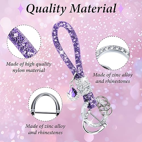 Miniatura 3 de Crystal Bling Car Keychain, Car Key Chain Glitter Key Ring, Rhinestone Keychain Ring Strap
