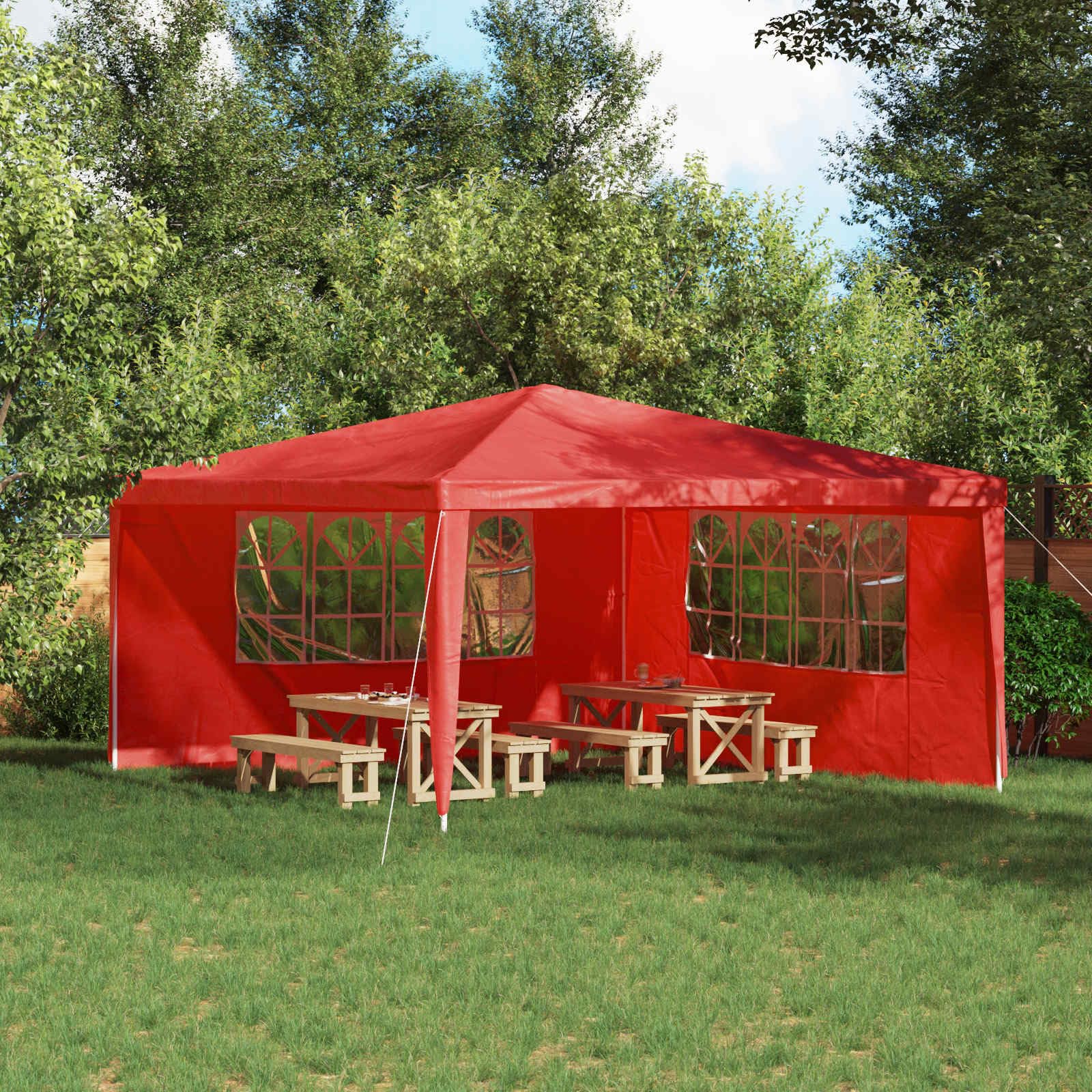 Arborthrum Party Zelt Seitenteil 2 pcs Seitenwand für Pavillon Seitenplane Ersatzwand für Partyzelt Gartenzelt 400 x 195 cm Rot PE und Stahl