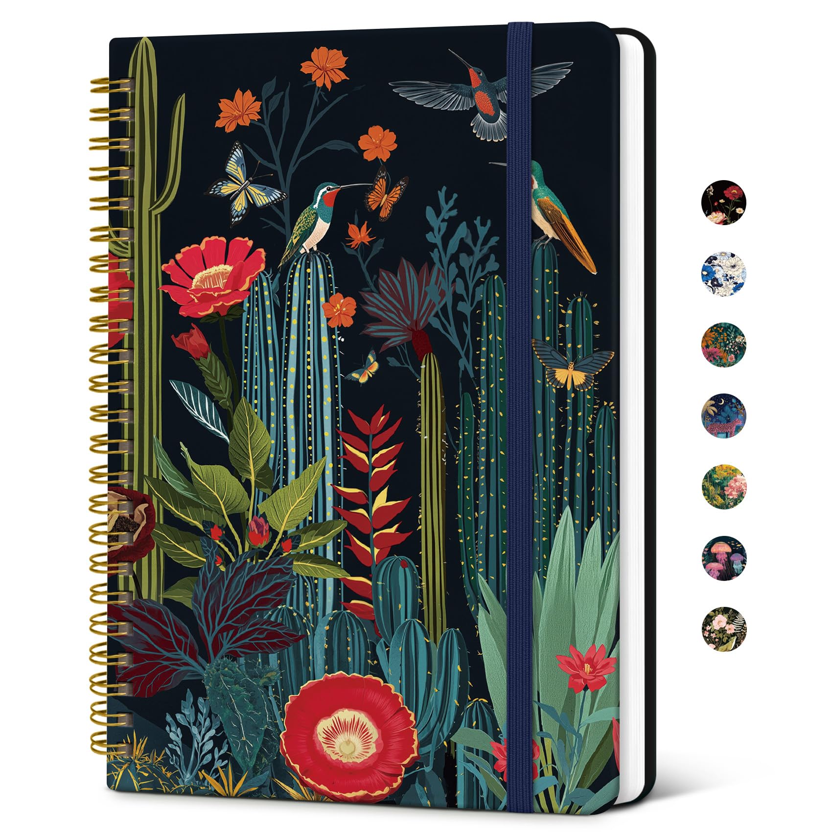 Taja Cute Journal for Women, 140-Page Spiral Notebook, Hardcover Lined Notebook for Writing & Notes, 6" x 8", Cactus Garden